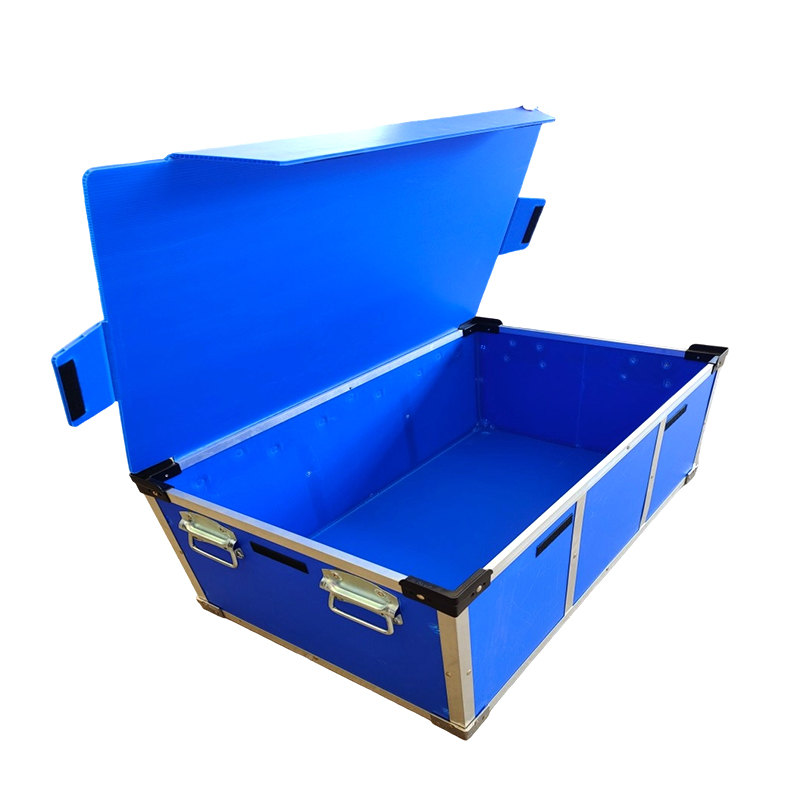 Aluminium Trim PP Corrugated Plastic Turnover Box cum Flip Lid