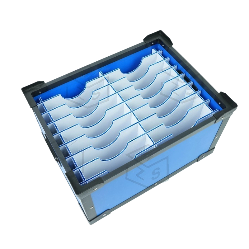 Stackable PP Corrugated crate curva Slote dividentes
